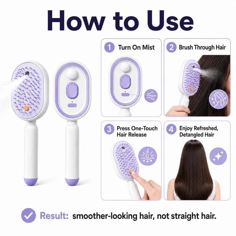 ⏳LAST DAY SALE 50% OFF🎉💕Electric Spray Air Cushion Massage Comb 💨| Detangle, Moisturize💧 & Red Light Therapy